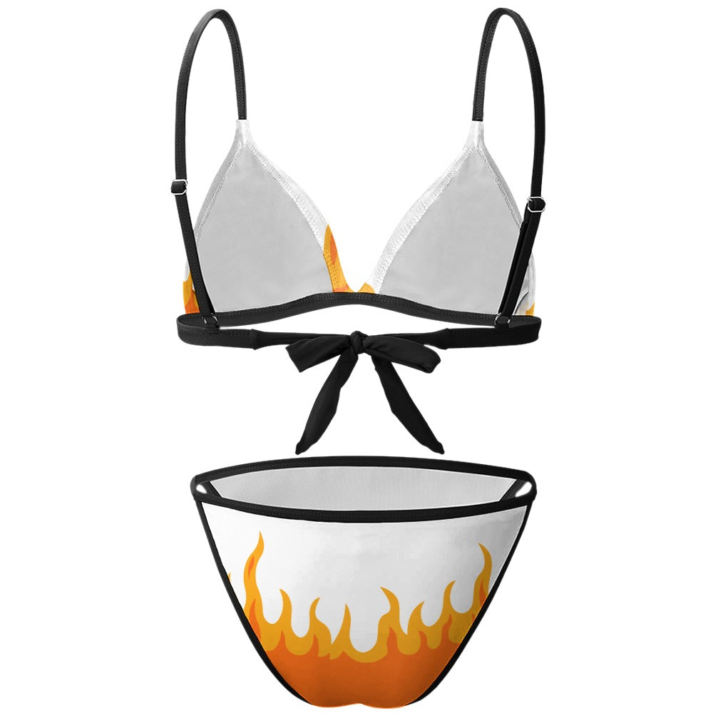White Spandex Two Piece Bikini Set With Stretch Fit And Adjustable Cup Sizing