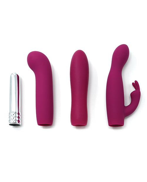 Magenta Massage À Trois Mini Bullet Vibrator With Three Interchangeable Covers