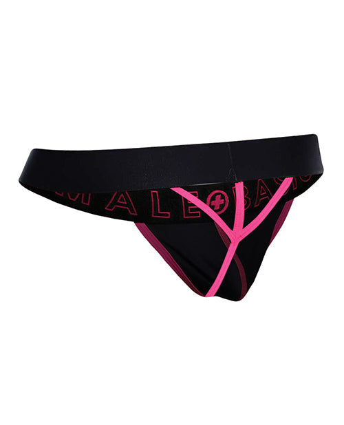 Coral Neon Thong Tanga With Elastic Waistband