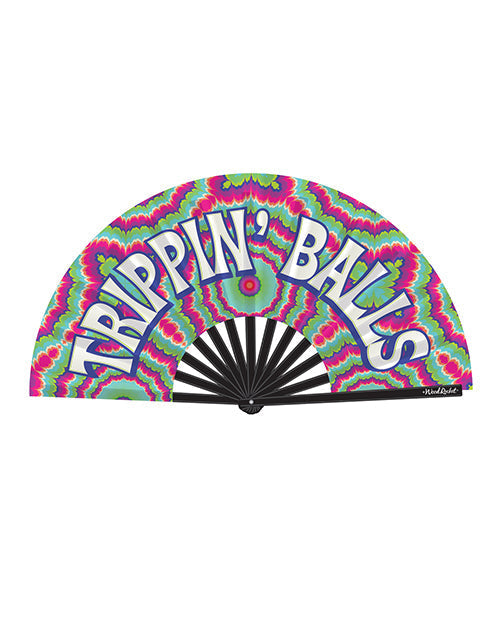 Trippin' Balls Tie Dye Folding Hand Fan In Multi Color
