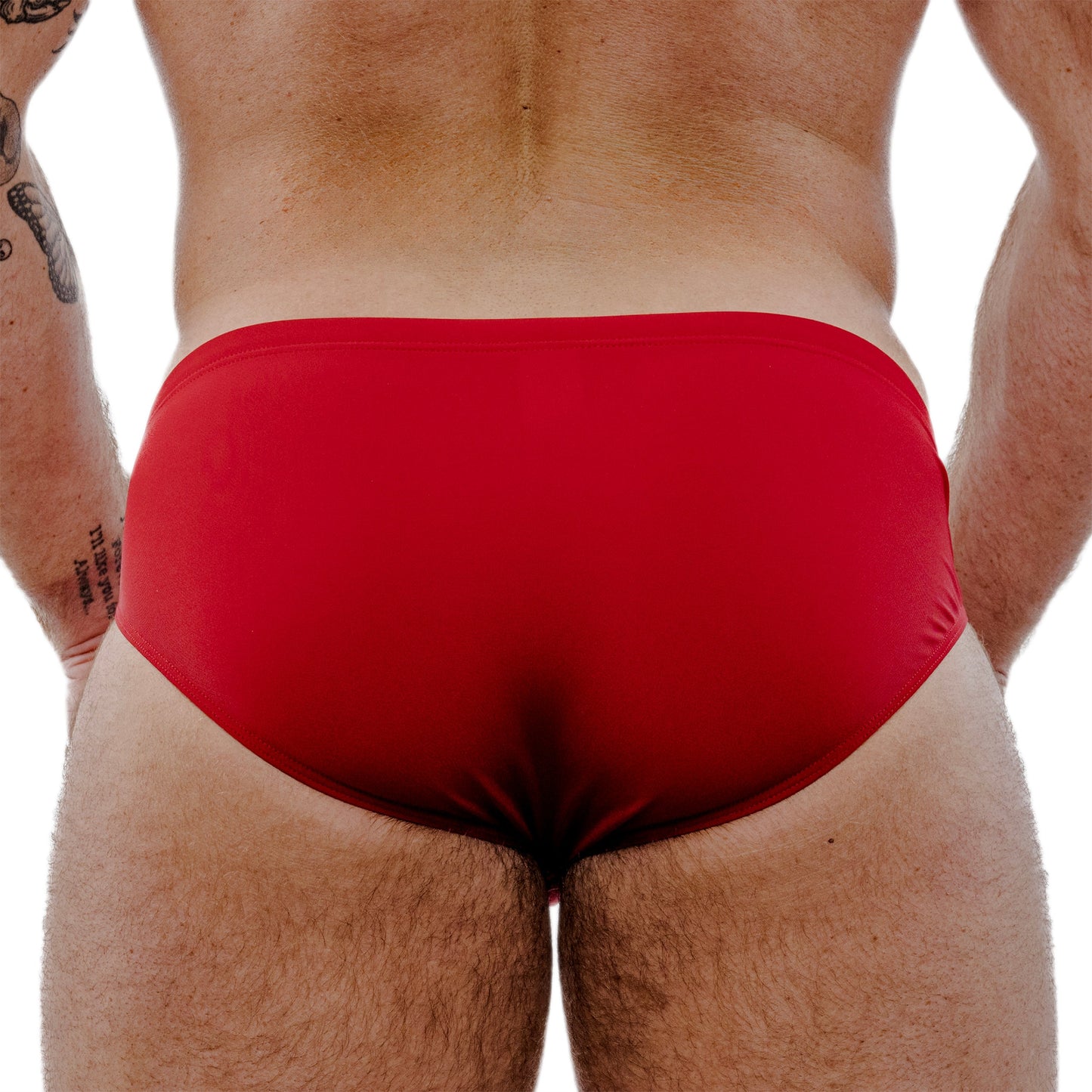 Maroon Spandex Swim Brief With Front Seam Shaping And Low-Rise Cut