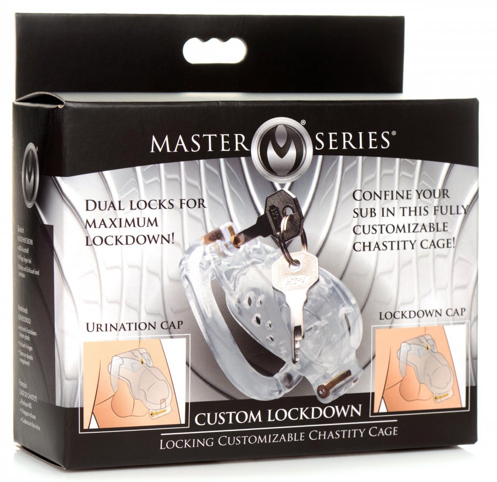 Master Series Lockdown Customizable Chastity Cage With 4 Rings