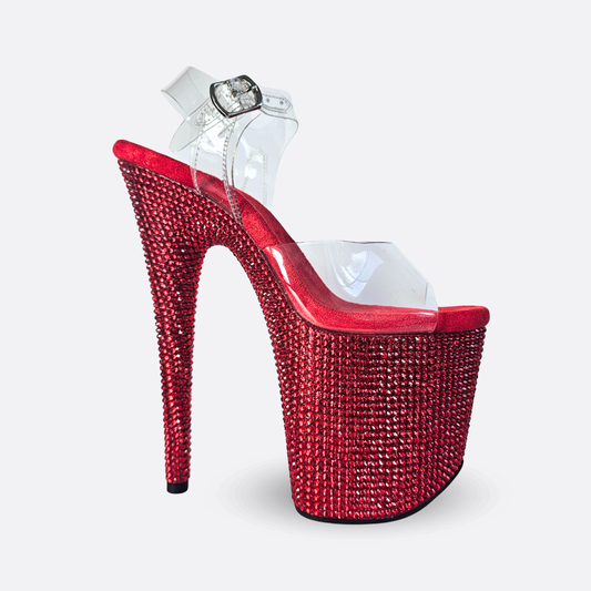 IDOL Red Crystal Platform Heels — Bold Style at Hot Pearls Lingerie