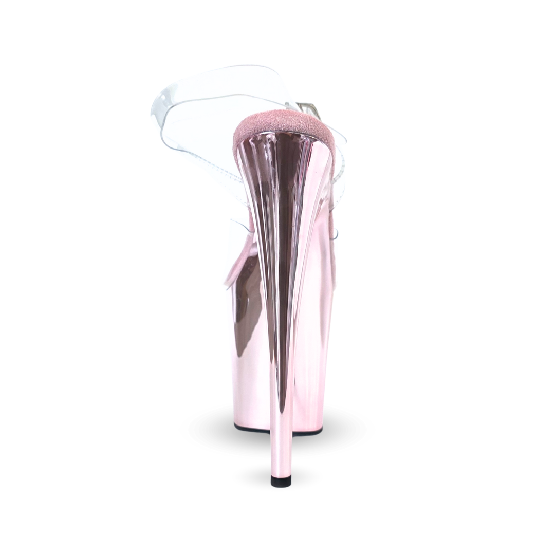 CHROME Baby Pink 8" Crystal Platform Heels