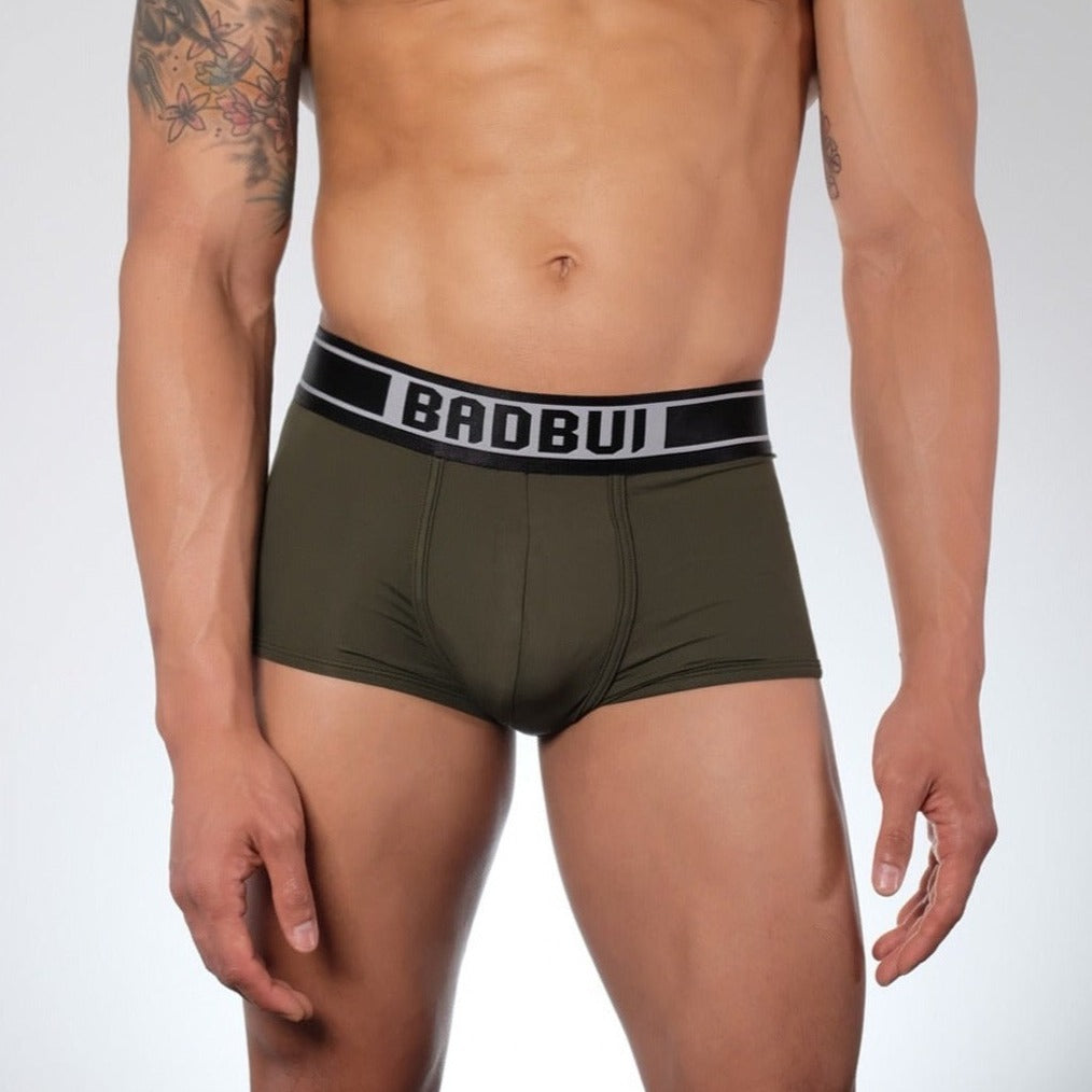 Caleçon Court Taille Basse - Vert Militaire/Gris