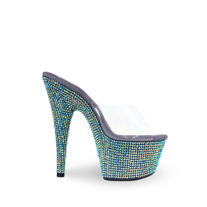 Mystic AB 7" Crystal Platform Heel | Single Strap