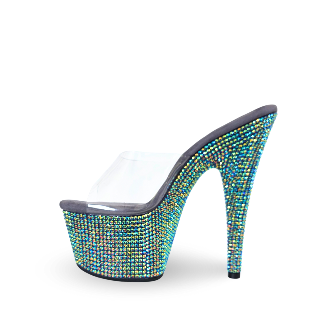 Mystic AB 7" Crystal Platform Heel | Single Strap