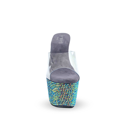Mystic AB 7" Crystal Platform Heel | Single Strap