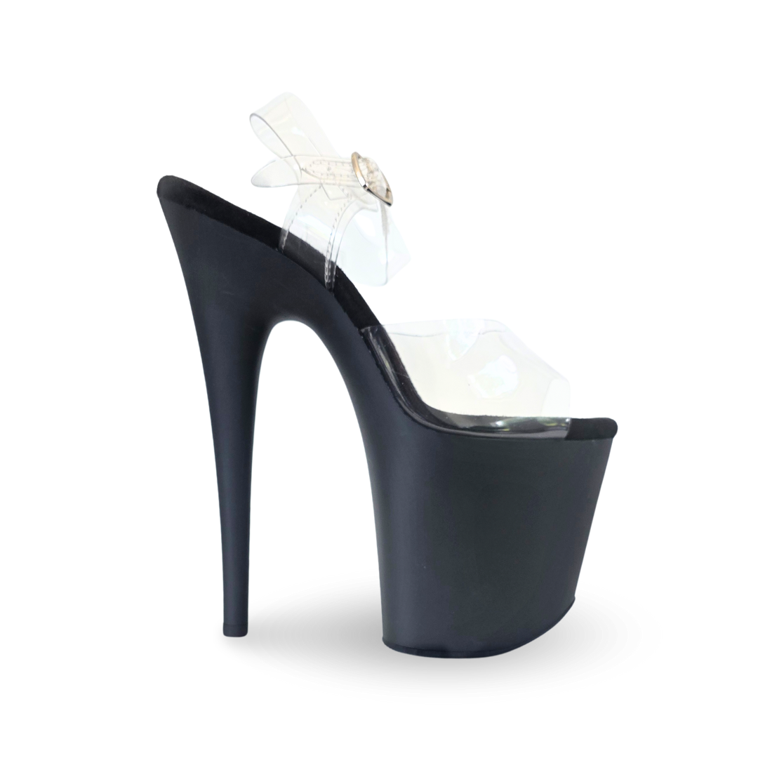 MATTE Black Clear Strap Platform Heels