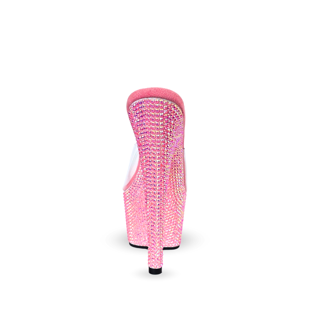 Pink AB Crystal Single Strap 7-Inch Heels