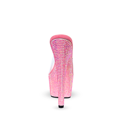 Pink AB Crystal Single Strap 7-Inch Heels