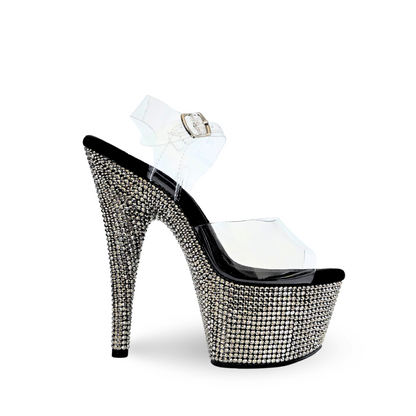 IDOL Black Stardust (7) Double Strap Heels