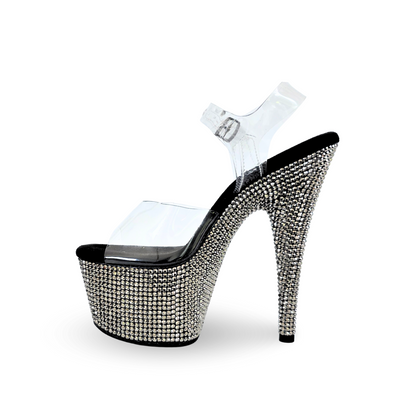 IDOL Black Stardust (7) Double Strap Heels