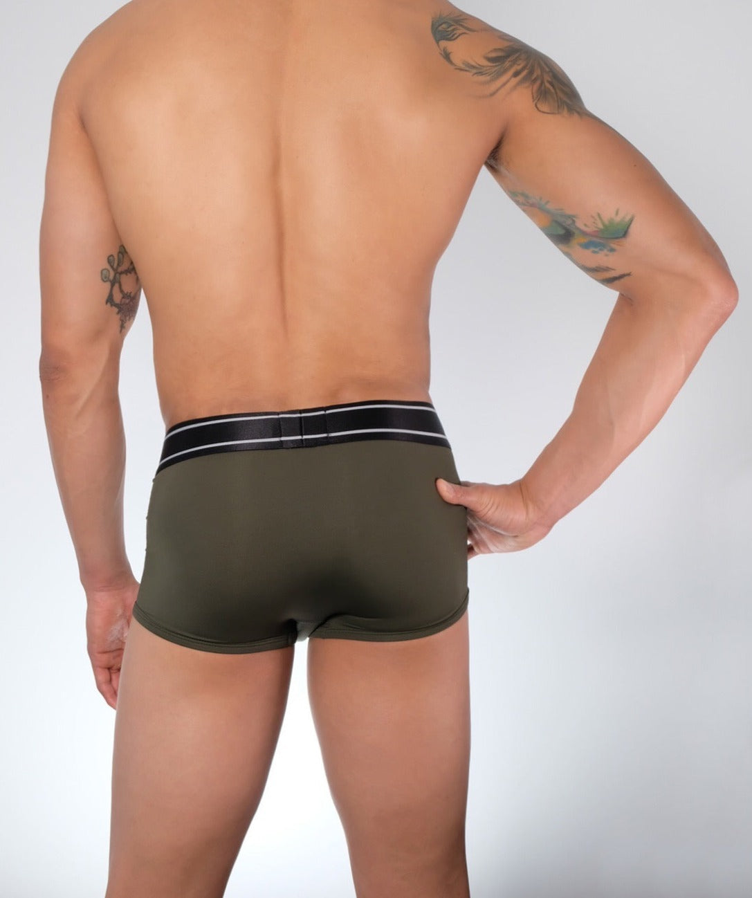 Caleçon Court Taille Basse - Vert Militaire/Gris
