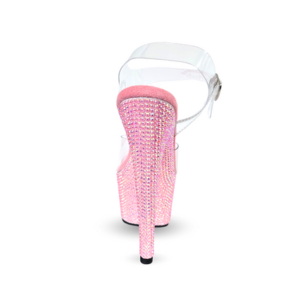 IDOL Pink AB 7" Double Strap Crystal Heels