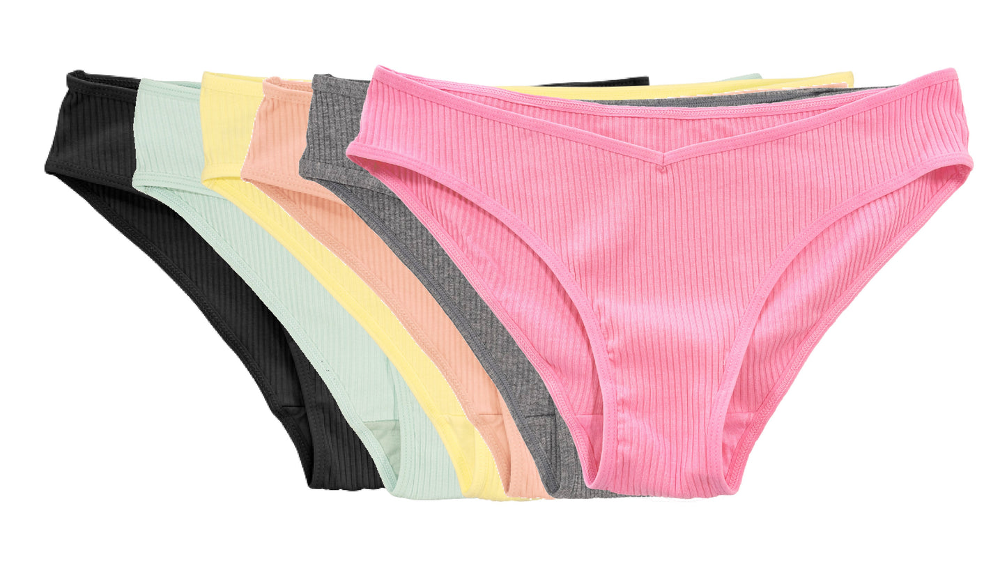 Cotton Rib Bikini Surprise 6 Pack, XS-2X
