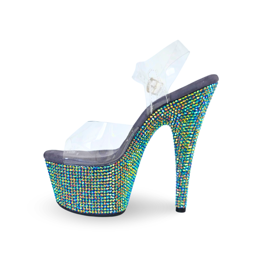 IDOL Mystic AB Clear Double Strap 7-Inch Platform Heel