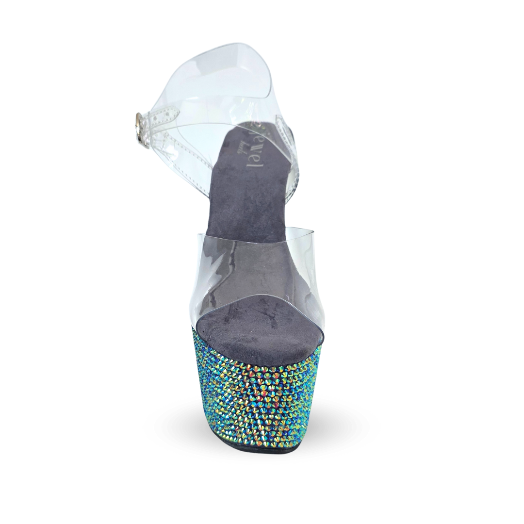 IDOL Mystic AB Clear Double Strap 7-Inch Platform Heel