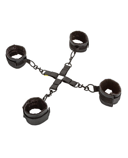 Boundless Hog Tie In Black Vegan Leather With Adjustable Wrist And Ankle Cuffs