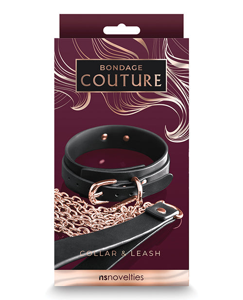 Bondage Couture Collar And Leash Set In Black