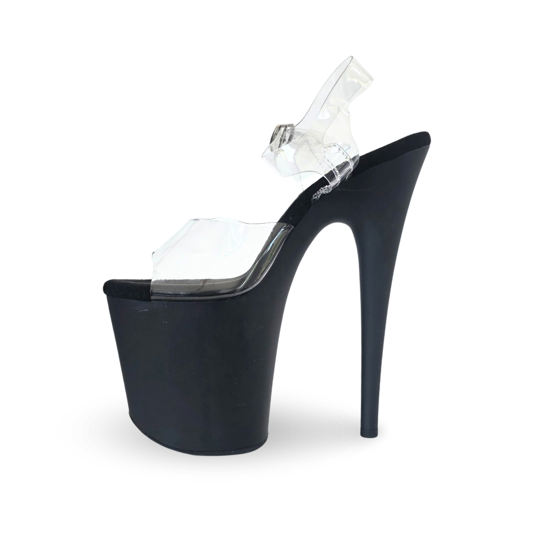 MATTE Black Clear Strap Platform Heels