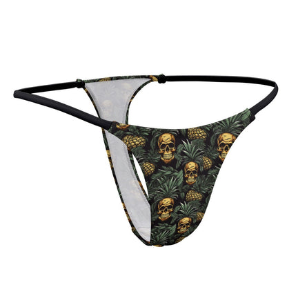 Pineapple Skull Polyester Thong In Tropical Print