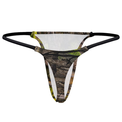 Luckless Proto Camo Print Polyester Thong With Seamless Fit And Elastic Waistband