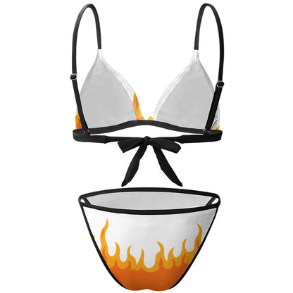 White Spandex Two Piece Bikini Set With Stretch Fit And Adjustable Cup Sizing