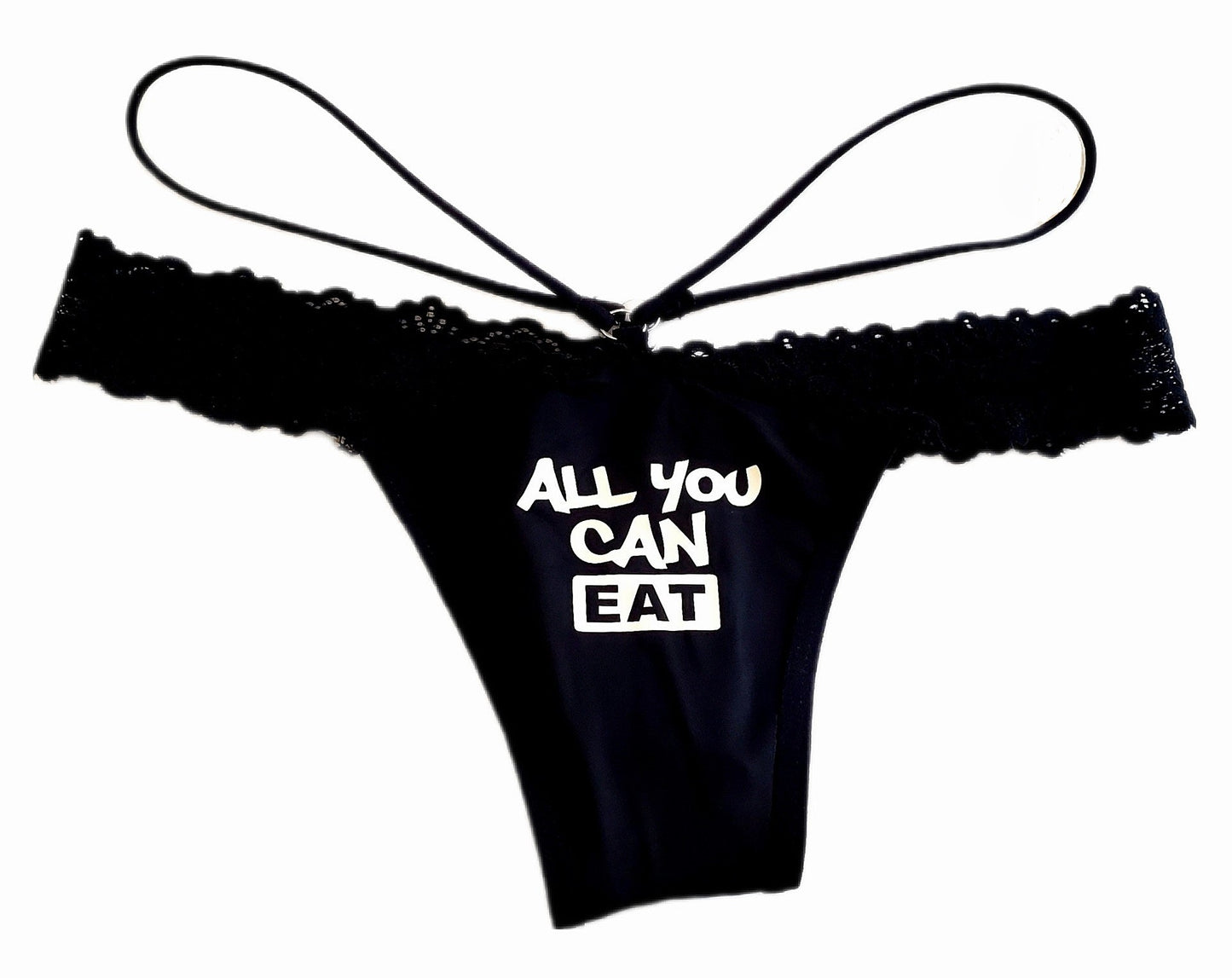 All You Can Eat Black Lace Thong Panty
