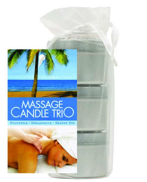 Coffret cadeau trio de bougies de massage Earthly Body – 57 g Skinny Dip, Dreamsicle et Guavalva