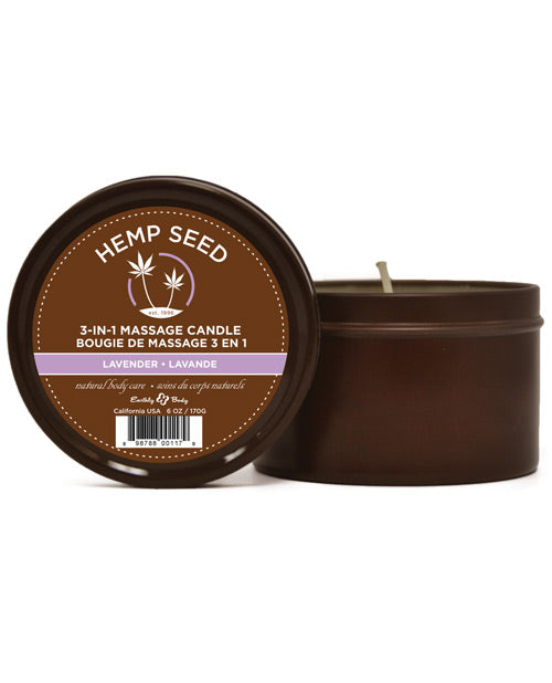 Bougie au chanvre Suntouched Earthly Body - Étain rond de 6 oz Lavande