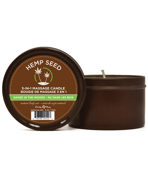 Bougie Chanvre Suntouched de Earthly Body - Boîte Ronde de 6 oz Naked in the Woods