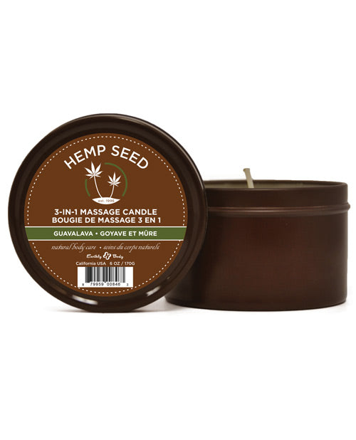 Earthly Body Bougie Chanvre Suntouched – Pot Rond 6 oz Guavalava