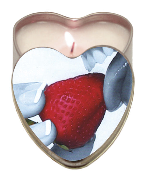 Bougie comestible au chanvre Suntouched d'Earthly Body - Cœur en étain de 133 g Fraise