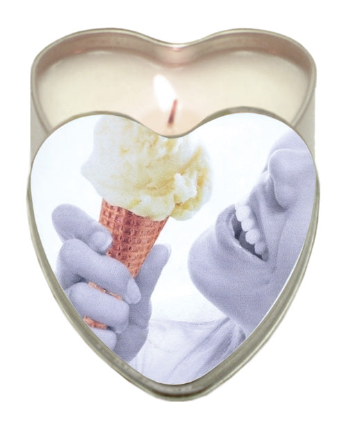 Bougie comestible au chanvre Suntouched d'Earthly Body – Cœur en étain 133 g Vanille