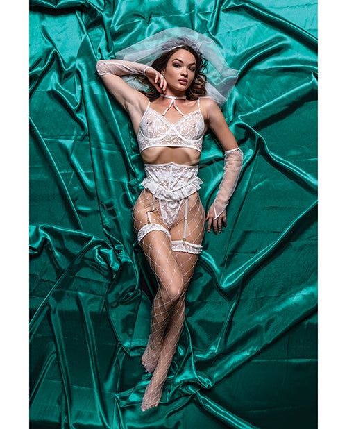Jeu de rôle mariée rougissante - Ensemble de 6 pièces - Blanc S/M