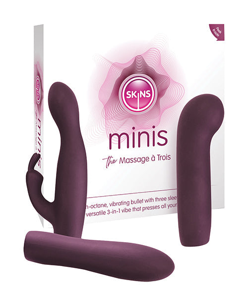 Magenta Massage À Trois Mini Bullet Vibrator With Three Interchangeable Covers