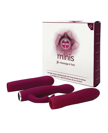 Magenta Massage À Trois Mini Bullet Vibrator With Three Interchangeable Covers