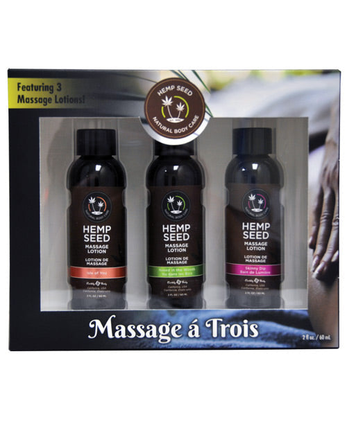 Lotions de massage trio Earthly Body – 59 ml Isle, Skinny et Naked