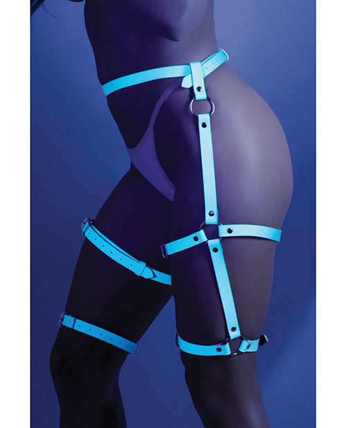 Light Blue Glow-In-The-Dark Leg Harness With Buckle Closures