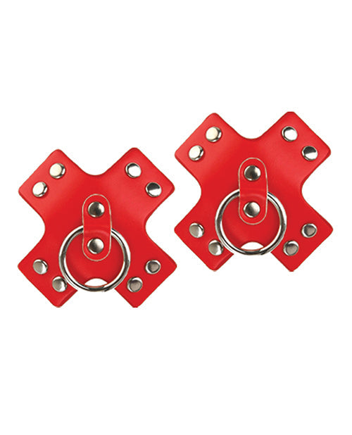 Nipplicious Seducer Leather Nipple Pasties With Ring In Red