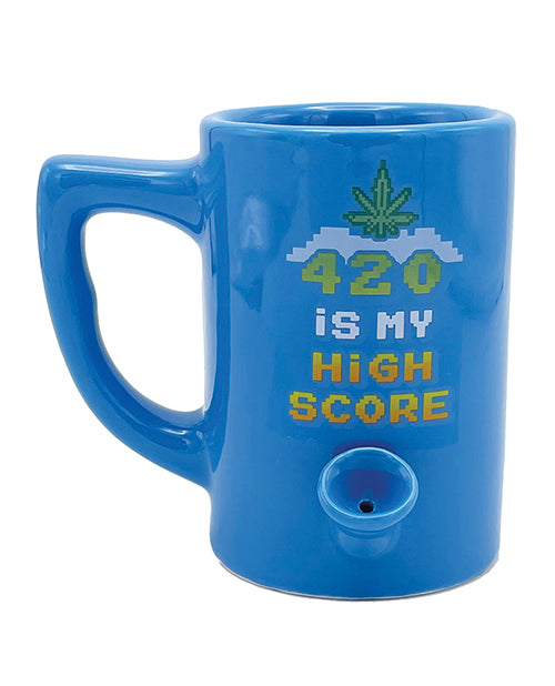 La tasse à café « Wake & Bake 420 is My High Score » – 280 ml, bleue