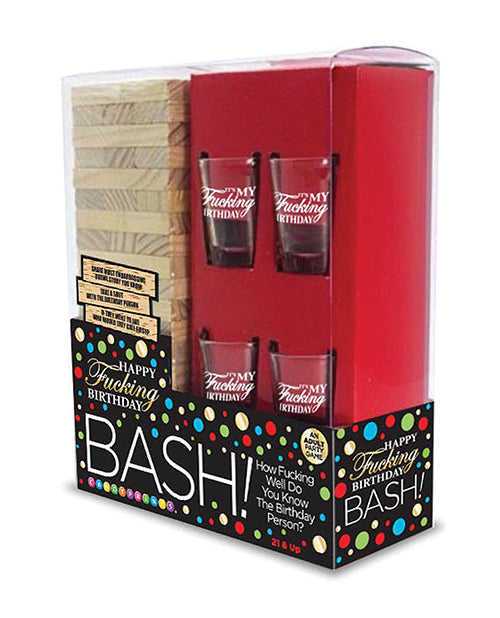 Happy Fucking Birthday Bash Adult Drinking & Stacking Tower Game