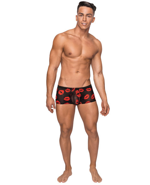 Mini-short en maille extensible Kiss Me noir/rouge TP/M