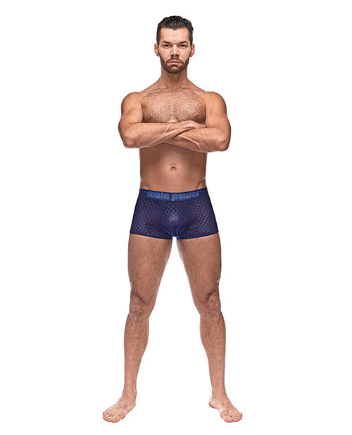 Blue Diamond Mesh Mini Short With Branded Waistband
