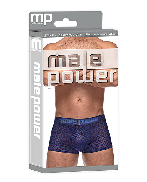 Blue Diamond Mesh Mini Short With Branded Waistband