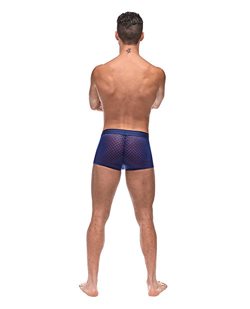 Blue Diamond Mesh Mini Short With Branded Waistband