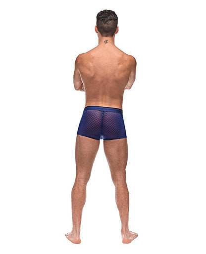 Blue Diamond Mesh Mini Short With Branded Waistband