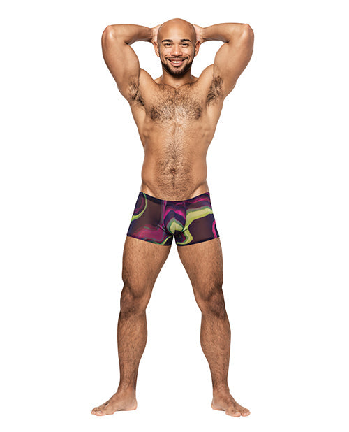 Mini short galactique en poly-élasthanne multicolore, taille M