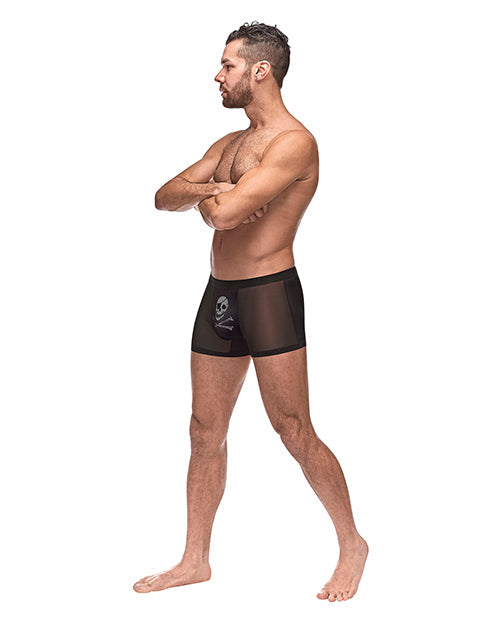 Private Screening Micro Mesh & Modal Skull Pouch Short Black XL